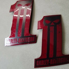 #1 Punisher black\candy red tank emblems for Harley #1 Punisher black\candy red tank emblems for Harley