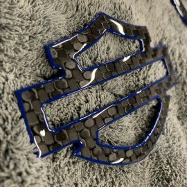Black carbon with blue front outline tank emblems for Harley Black carbon with blue front outline tank emblems for Harley
