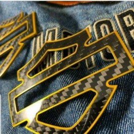 Black carbon with gold front outline tank emblems for Harley Black carbon with gold front outline tank emblems for Harley