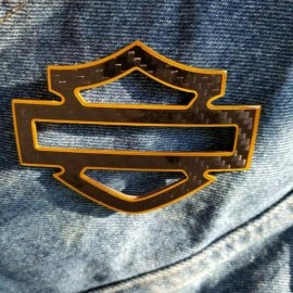 Black carbon with gold front outline tank emblems for Harley Black carbon with gold front outline tank emblems for Harley