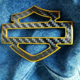 Black carbon with gold front outline tank emblems for Harley Black carbon with gold front outline tank emblems for Harley