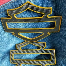 Black carbon with gold front outline tank emblems for Harley Black carbon with gold front outline tank emblems for Harley