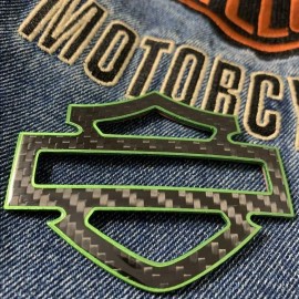 Black carbon with green front outline tank emblems for Harley Black carbon with green front outline tank emblems for Harley