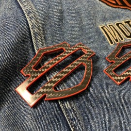 Black carbon with red front outline tank emblems for Harley Black carbon with red front outline tank emblems for Harley