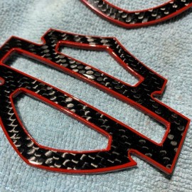 Black carbon with red front outline tank emblems for Harley Black carbon with red front outline tank emblems for Harley