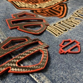 Black carbon with red front outline tank emblems for Harley Black carbon with red front outline tank emblems for Harley