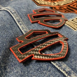 Black carbon with red front outline tank emblems for Harley Black carbon with red front outline tank emblems for Harley