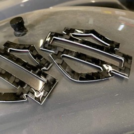 Black carbon with white edges tank emblems for Harley