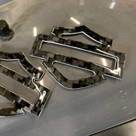 Black carbon with white edges tank emblems for Harley