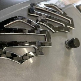 Black carbon with white edges tank emblems for Harley