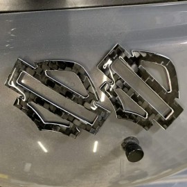 Black carbon with white edges tank emblems for Harley