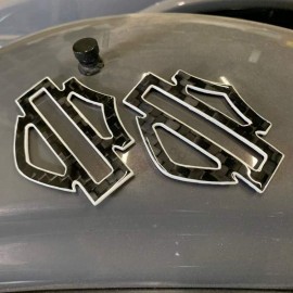 Black carbon with white front outline tank emblems for Harley Black carbon with white front outline tank emblems for Harley