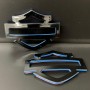 Black with blue edges tank emblems for Harley