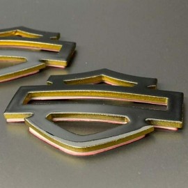 Black with gold edges tank emblems for Harley Black with gold edges tank emblems for Harley