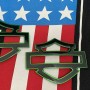 Black with green front outline tank emblems for Harley