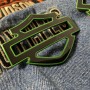 Black with green front outline tank emblems for Harley