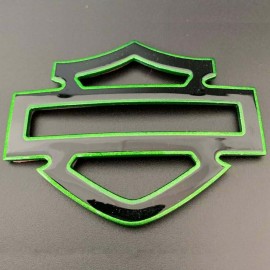 Black with green front outline tank emblems for Harley Black with green front outline tank emblems for Harley