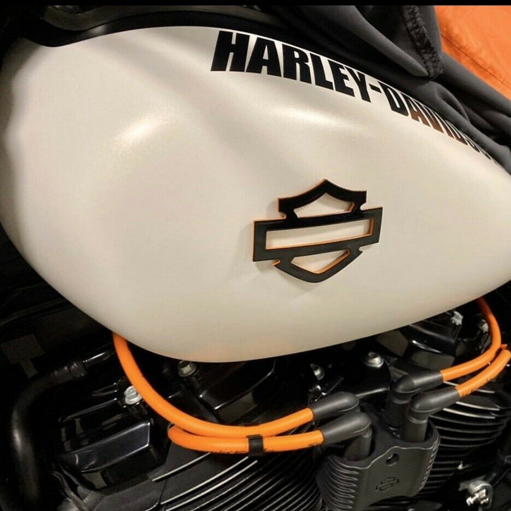 Black with orange edges tank emblems for Harley Black with orange edges tank emblems for Harley
