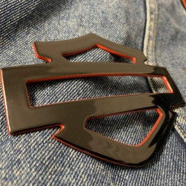 Black with red edges tank emblems for Harley
