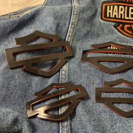 Black with red edges tank emblems for Harley