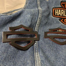 Black with red edges tank emblems for Harley