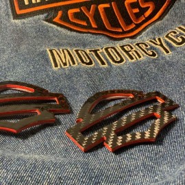 Black carbon with red edges tank emblems for Harley Black carbon with red edges tank emblems for Harley