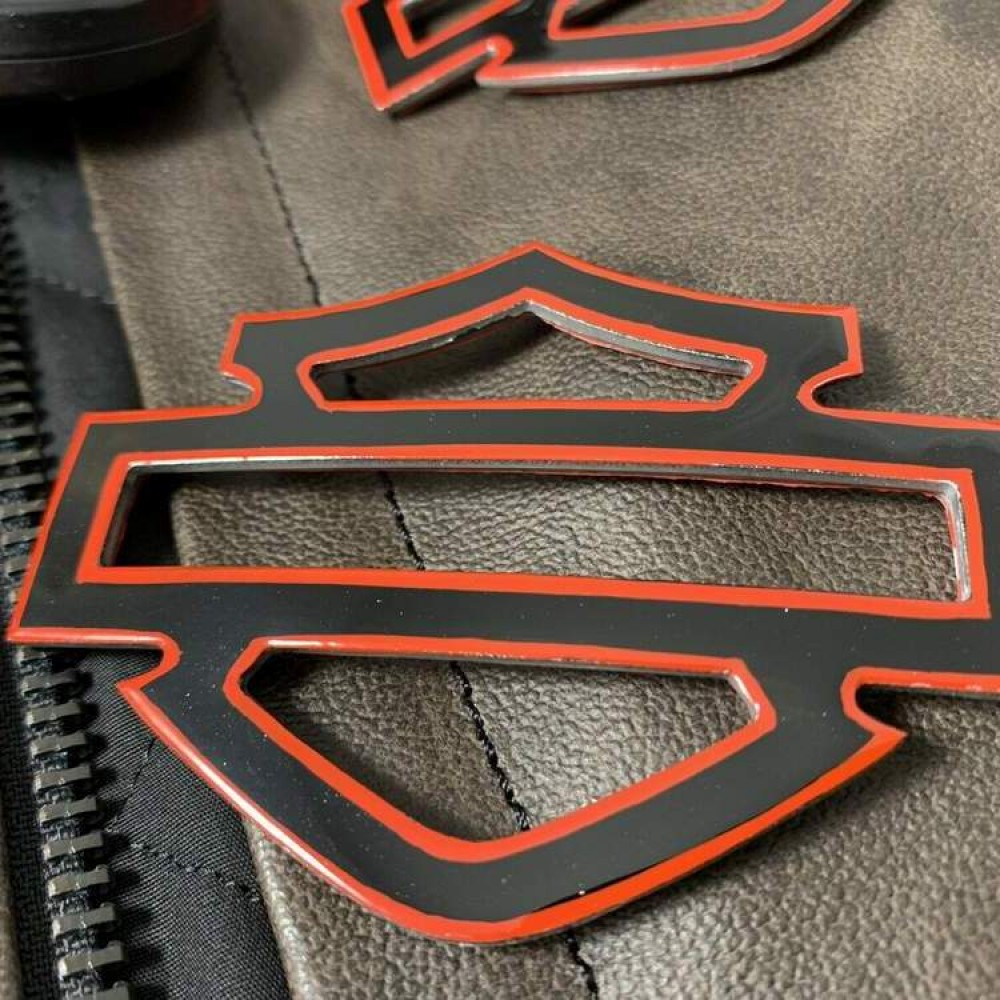 Buy Black with red front outline tank emblems. Custom emblems for Harley  Davidson