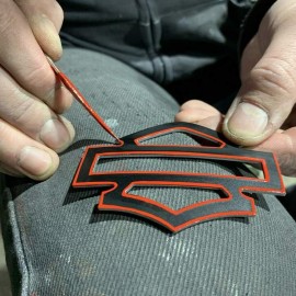 Black with red front outline tank emblems for Harley