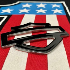 Black with silver edges tank emblems for Harley