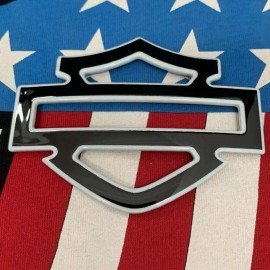 Black with white front outline tank emblems for Harley