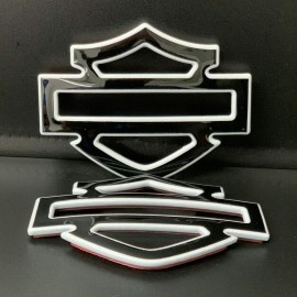 Black with white front outline tank emblems for Harley