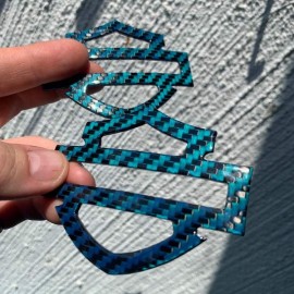 Blue carbon with blue edges tank emblems for Harley Blue carbon with blue edges tank emblems for Harley