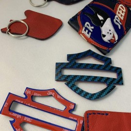 Blue carbon with blue edges tank emblems for Harley Blue carbon with blue edges tank emblems for Harley