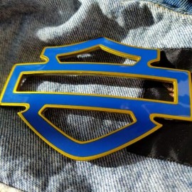 Blue with gold front outline tank emblems for Harley Blue with gold front outline tank emblems for Harley