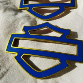 Blue with gold front outline tank emblems for Harley Blue with gold front outline tank emblems for Harley