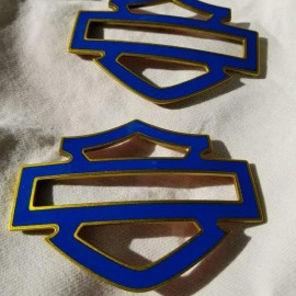 Blue with gold front outline tank emblems for Harley Blue with gold front outline tank emblems for Harley