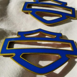 Blue with gold front outline tank emblems for Harley Blue with gold front outline tank emblems for Harley