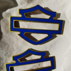 Blue with gold front outline tank emblems for Harley Blue with gold front outline tank emblems for Harley