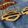 Gold with red edges tank emblems for Harley