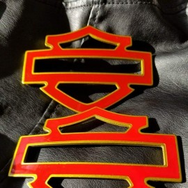 Red with gold front outline tank emblems for Harley Red with gold front outline tank emblems for Harley