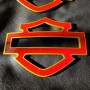 Red with gold front outline tank emblems for Harley