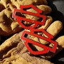 Red with silver front outline tank emblems for Harley