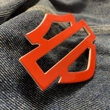 Red with white edges tank emblems for Harley