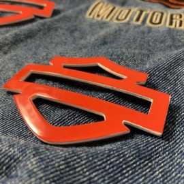 Red with white edges tank emblems for Harley