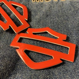 Red with white edges tank emblems for Harley
