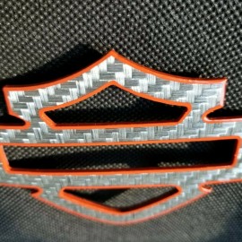 Silver carbon with orange front outline tank emblems for Harley Silver carbon with orange front outline tank emblems for Harley