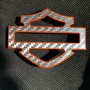 Silver carbon with orange front outline tank emblems for Harley