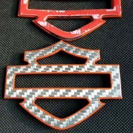 Silver carbon with orange front outline tank emblems for Harley Silver carbon with orange front outline tank emblems for Harley