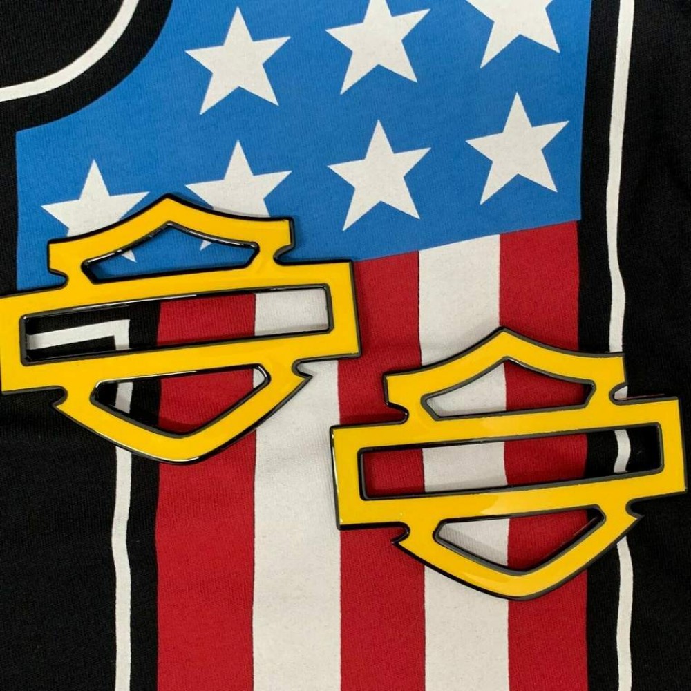Yellow with black front outline tank emblems for Harley Yellow with black front outline tank emblems for Harley